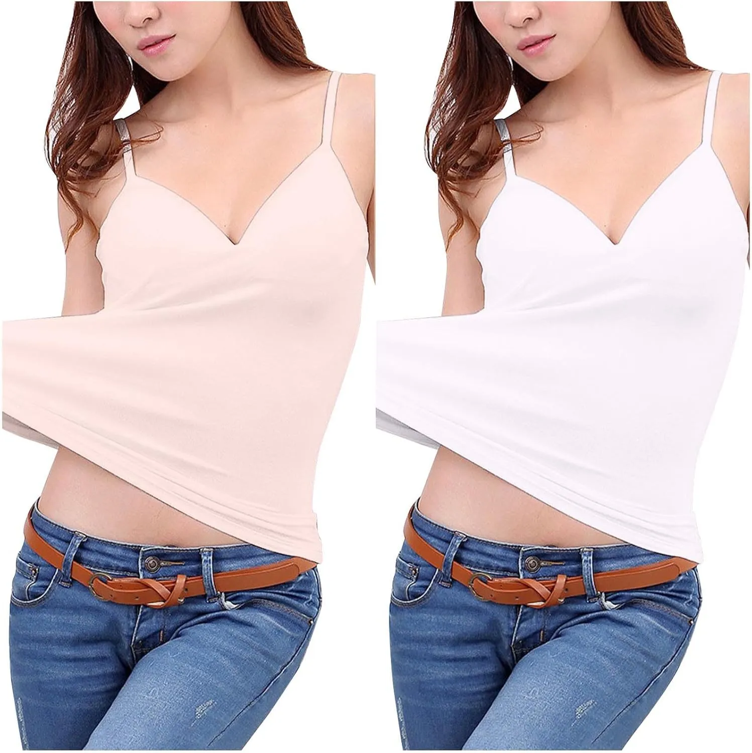 2 Pc Tank Tops for Women Casual Lightweight Going Out Crop Tops V Neck Tight Fit Breathable Quick Dry Comfy Tanks