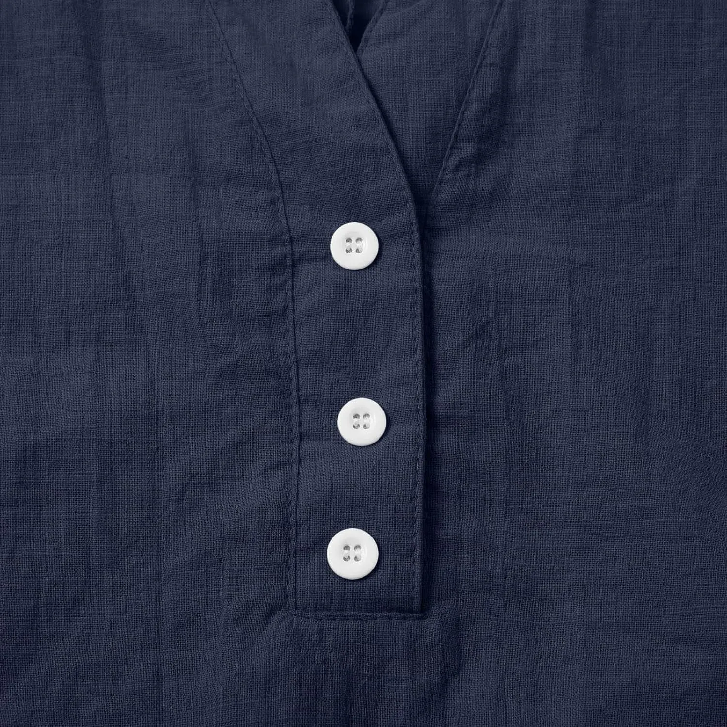 3/4 Sleeve Cotton Linen Tops for Women 2025 Loose Notched V Neck Button Down Henley Shirts Summer Beach Tee Tunic Blouse