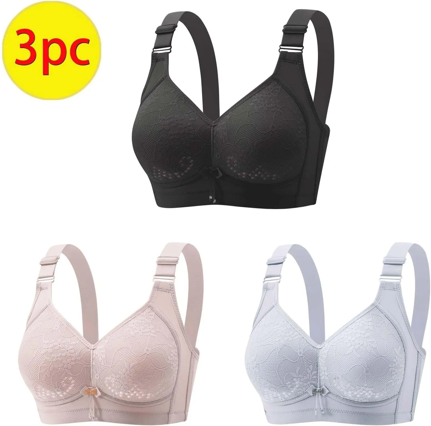 3Pcs Comfortable Bras for Women, New Wireless Bras with Support and Lift, Minimizer Bras Push Up Bralette Yoga Bras