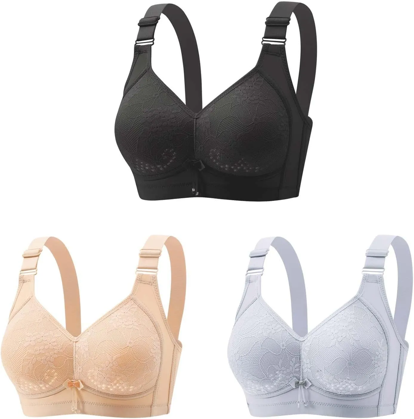 3Pcs Comfortable Bras for Women, New Wireless Bras with Support and Lift, Minimizer Bras Push Up Bralette Yoga Bras