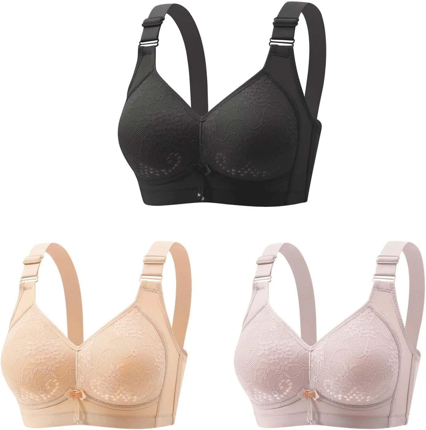 3Pcs Comfortable Bras for Women, New Wireless Bras with Support and Lift, Minimizer Bras Push Up Bralette Yoga Bras
