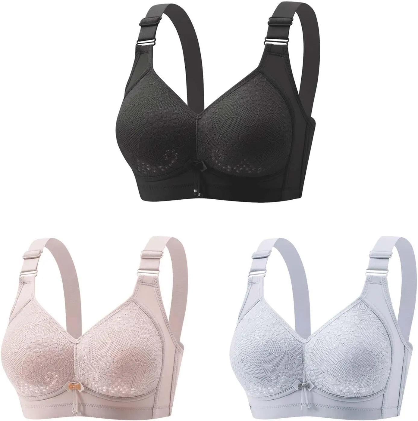 3Pcs Comfortable Bras for Women, New Wireless Bras with Support and Lift, Minimizer Bras Push Up Bralette Yoga Bras