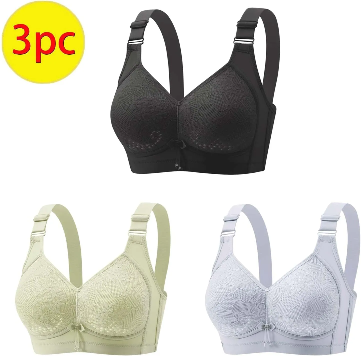 3Pcs Comfortable Bras for Women, New Wireless Bras with Support and Lift, Minimizer Bras Push Up Bralette Yoga Bras