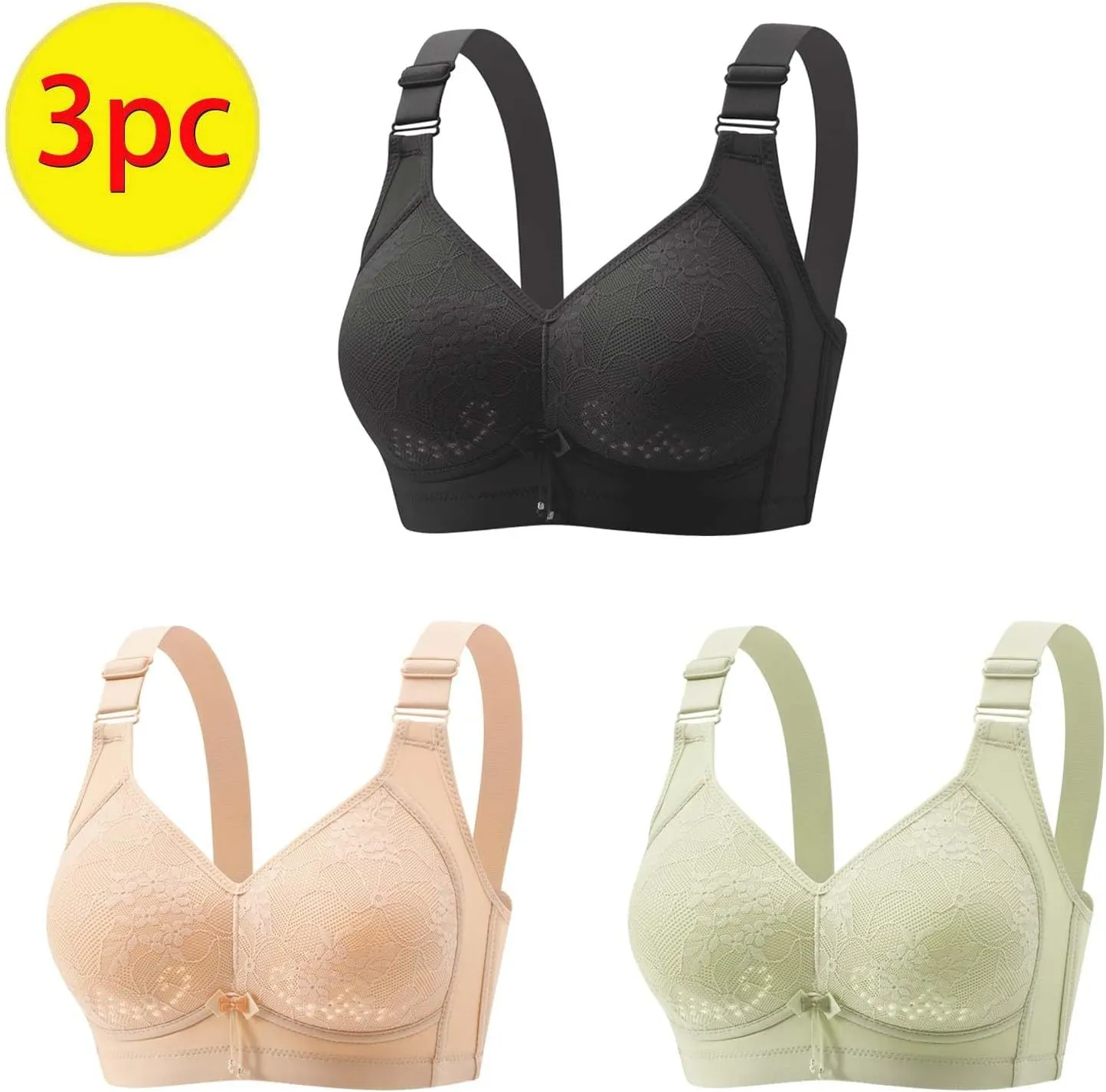 3Pcs Comfortable Bras for Women, New Wireless Bras with Support and Lift, Minimizer Bras Push Up Bralette Yoga Bras
