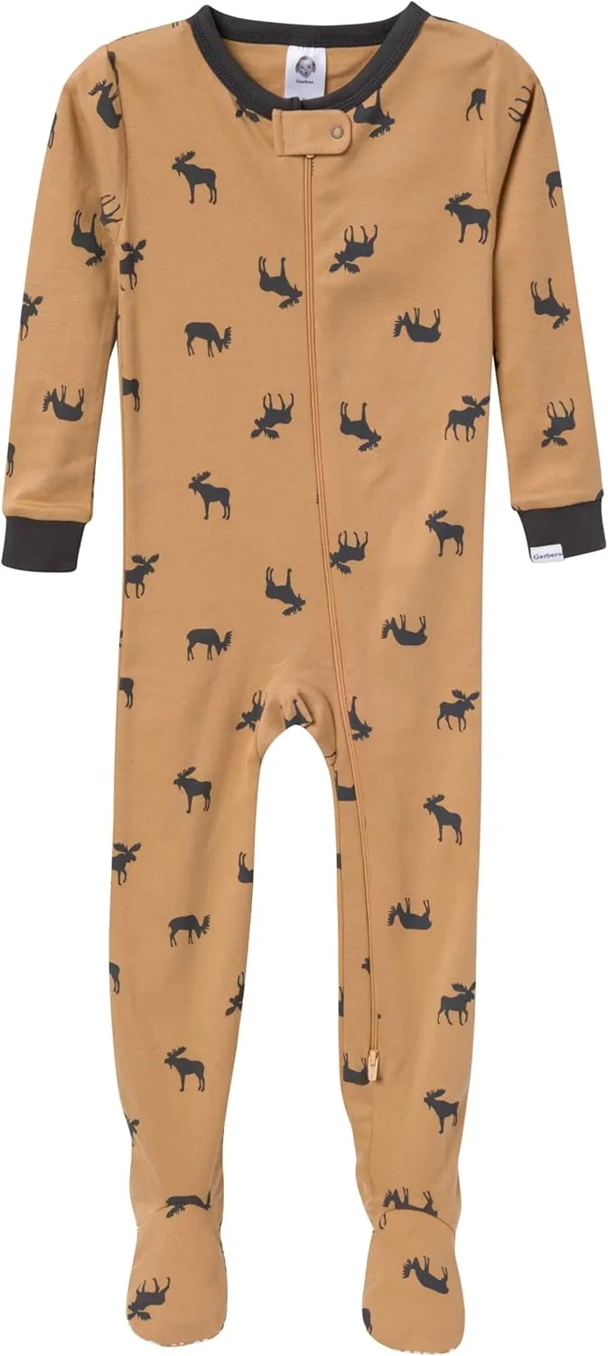 4-Pack Boys Safari Animals & Crab Snug Fit Footed Cotton Pajamas