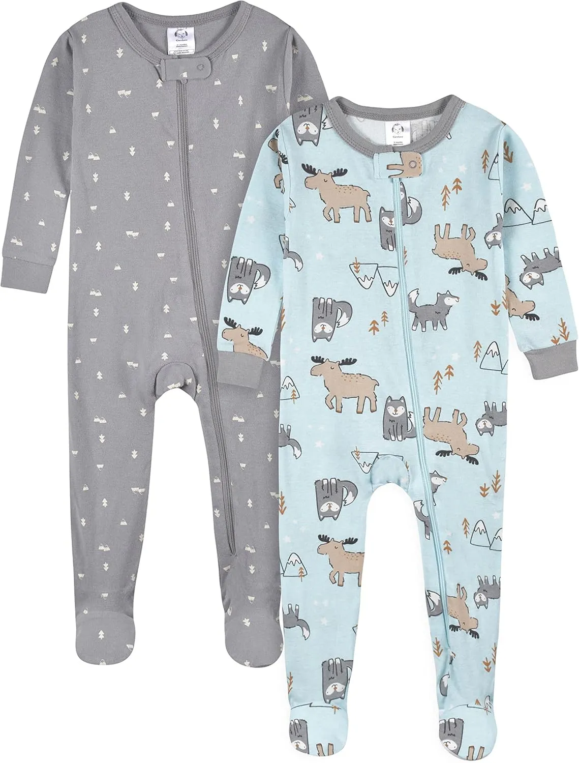 4-Pack Boys Safari Animals & Crab Snug Fit Footed Cotton Pajamas