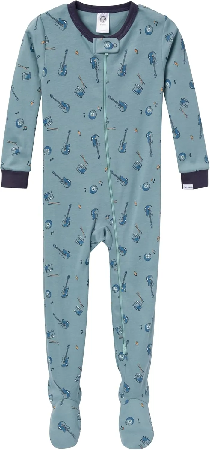 4-Pack Boys Safari Animals & Crab Snug Fit Footed Cotton Pajamas