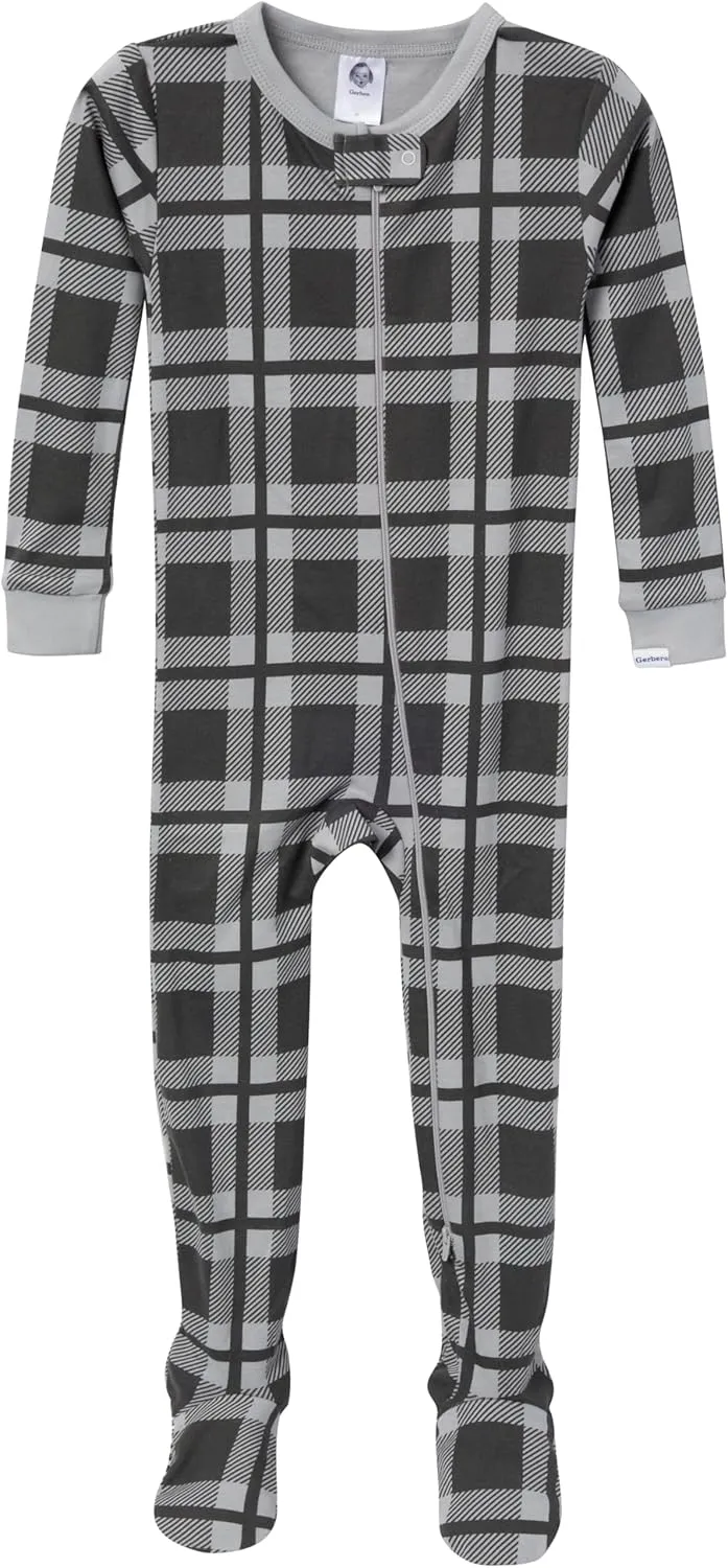 4-Pack Boys Safari Animals & Crab Snug Fit Footed Cotton Pajamas