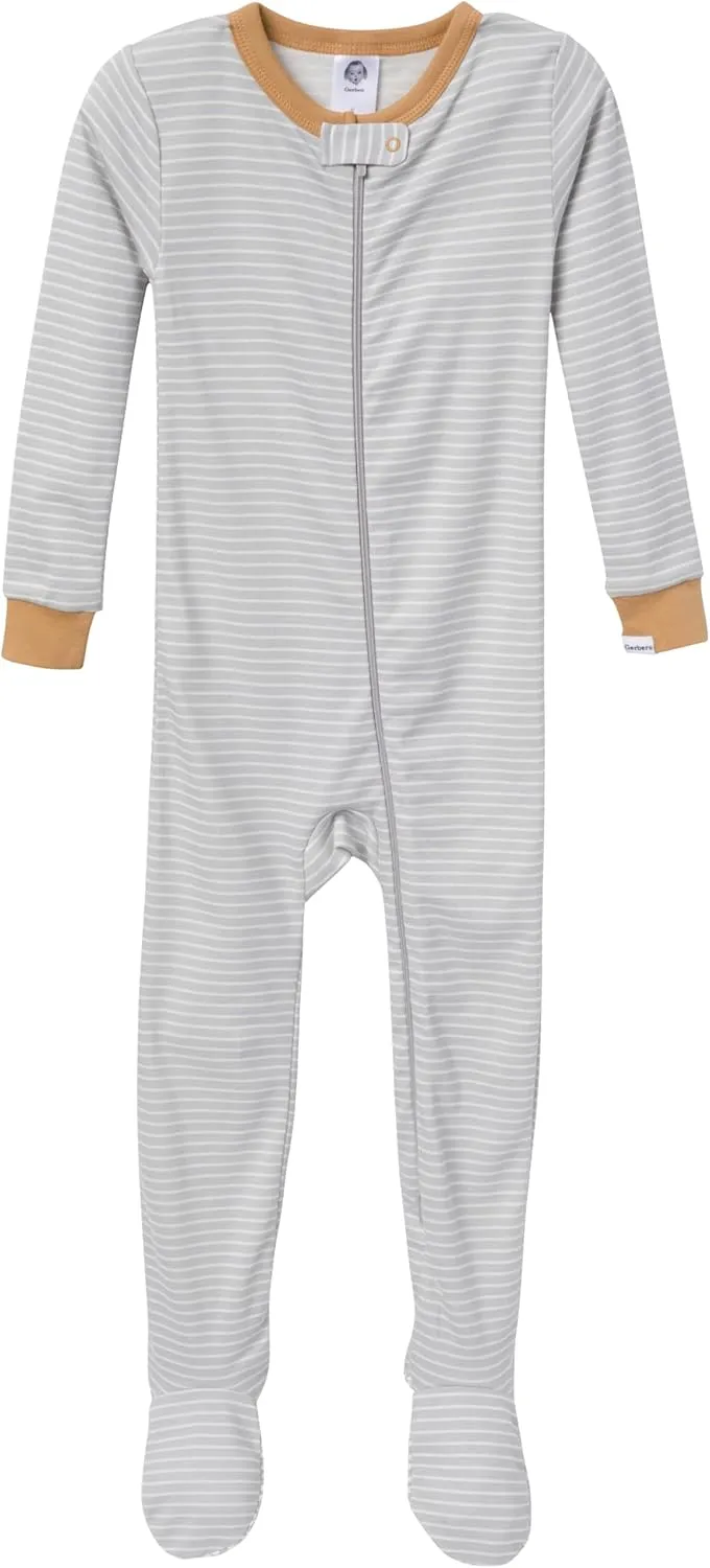 4-Pack Boys Safari Animals & Crab Snug Fit Footed Cotton Pajamas