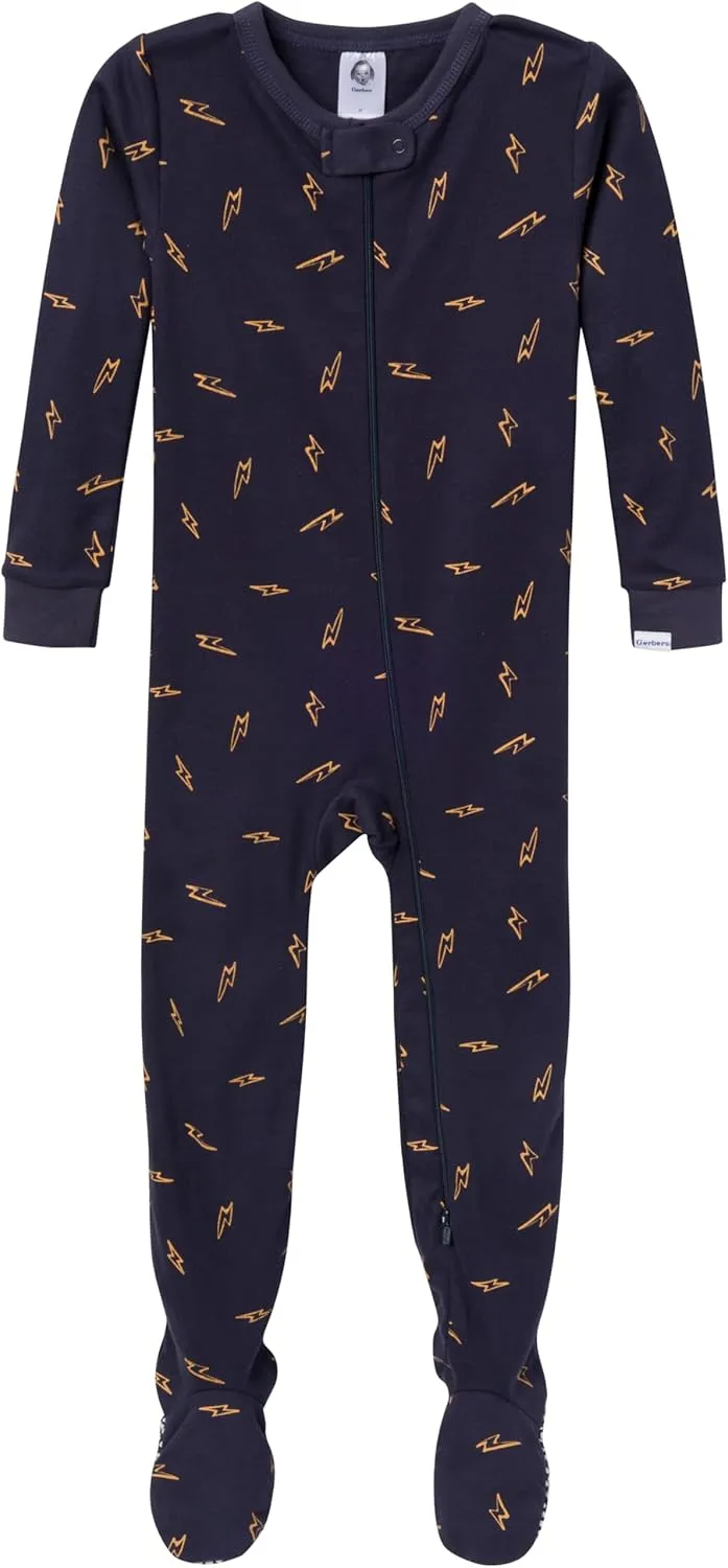 4-Pack Boys Safari Animals & Crab Snug Fit Footed Cotton Pajamas