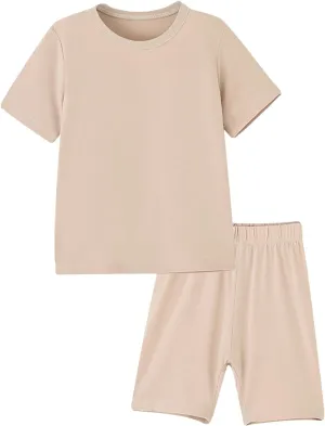 ACESTAR Baby Boys Girls Short Summer Pajamas Sets Viscose from Bamboo Toddler Solid 2pcs Snug Fit Pjs Kids Sleepwear Set