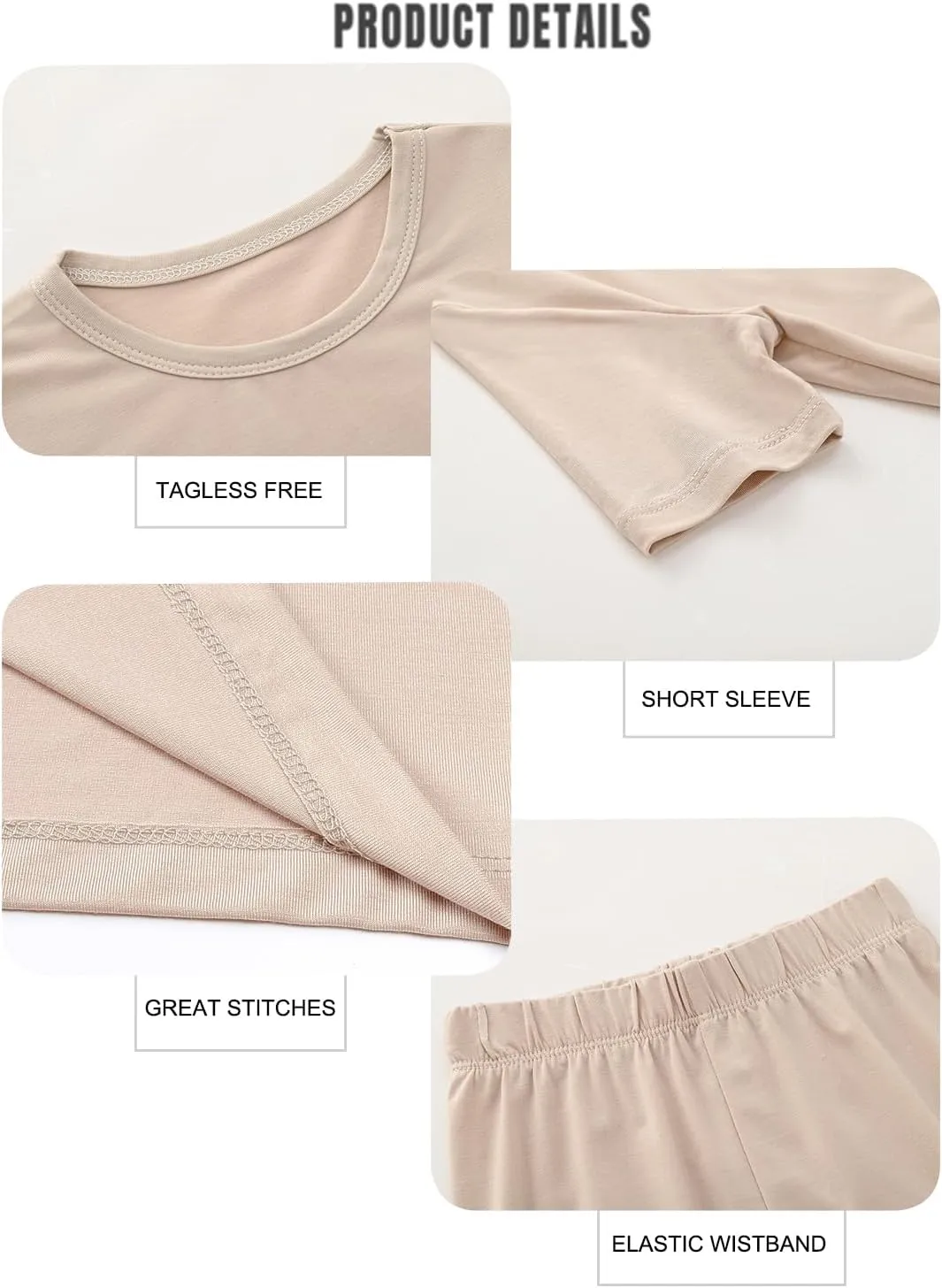 ACESTAR Baby Boys Girls Short Summer Pajamas Sets Viscose from Bamboo Toddler Solid 2pcs Snug Fit Pjs Kids Sleepwear Set