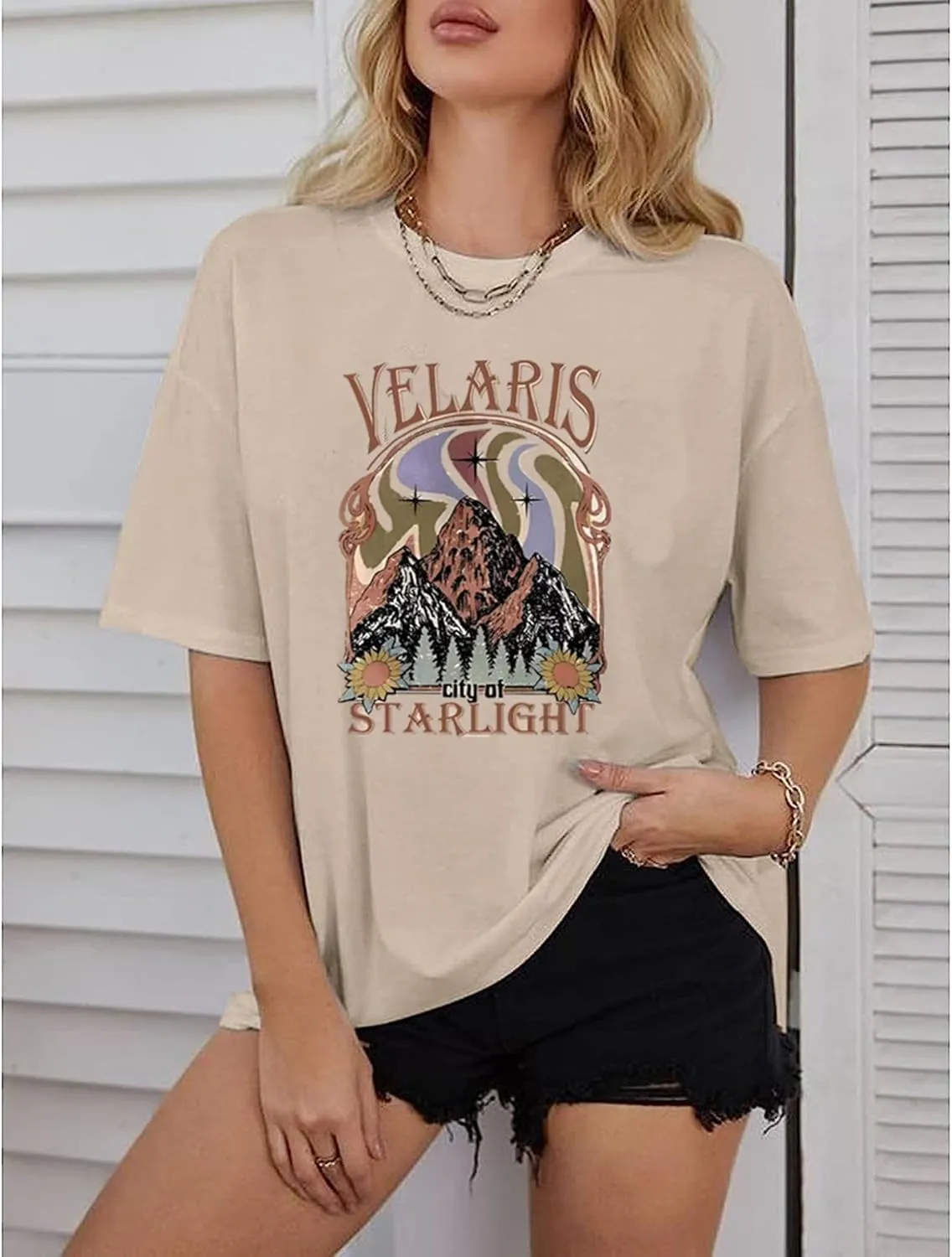 Acotar Night Court T Shirt Women Velaris City of Starlight Shirt Bookish Book Lover Tshirt Oversized Short Sleeve Top