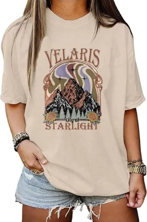 Acotar Night Court T Shirt Women Velaris City of Starlight Shirt Bookish Book Lover Tshirt Oversized Short Sleeve Top