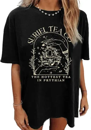 Acotar Velaris Shirt Women Acotar Night Court T Shirt Suriel Tea Co Funny Graphic Tee Casual Letter Print Shirt Tops