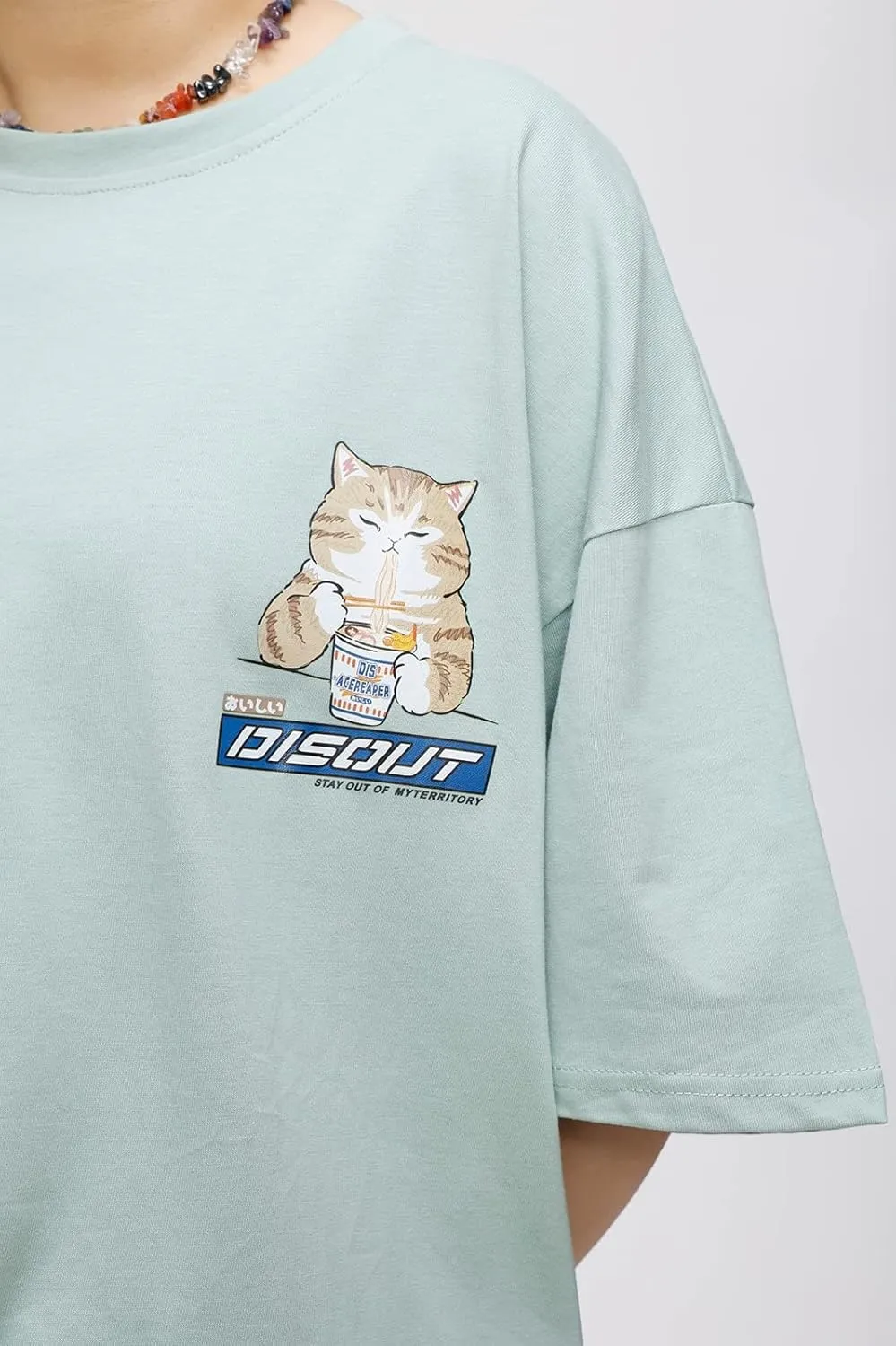 Aelfric Eden Mens Oversized Ramen Cat Graphic Tees Streetwear Casual Summer Tops T-Shirt Unisex