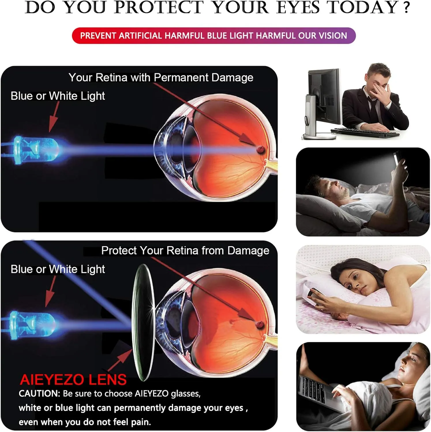 AIEYEZO Fashion Blue Light Glasses for Men Women Computer Blue Light Blocking Round Glasses