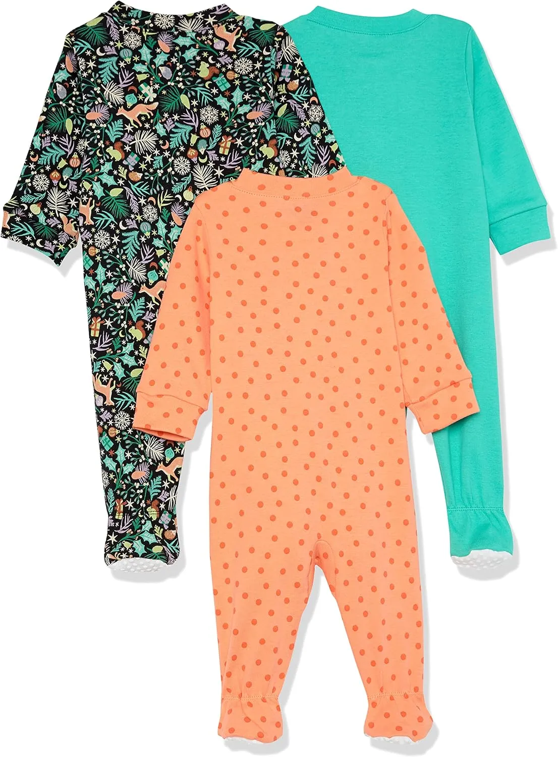 Amazon Essentials Unisex Toddlers and Babies' Cotton Snug-Fit Footed Sleeper Pajamas, Multipacks