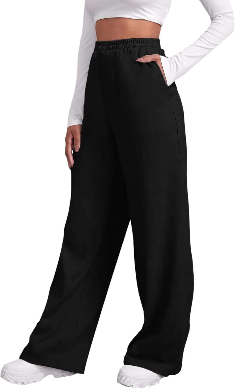 Aniywn Baggy Wide Leg Sweatpants for Women Joggers Workout Lounge with Pockets Yoga Pant Causal Drawstring High Waist Joggers
