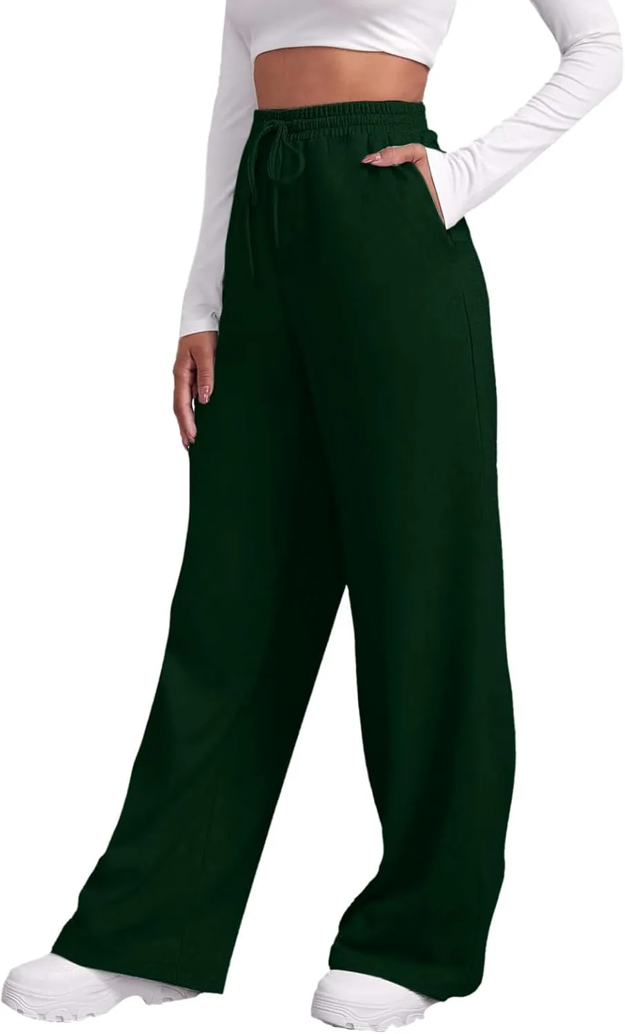 Aniywn Baggy Wide Leg Sweatpants for Women Joggers Workout Lounge with Pockets Yoga Pant Causal Drawstring High Waist Joggers