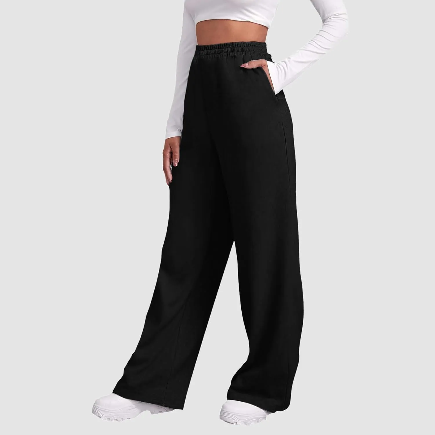 Aniywn Baggy Wide Leg Sweatpants for Women Joggers Workout Lounge with Pockets Yoga Pant Causal Drawstring High Waist Joggers