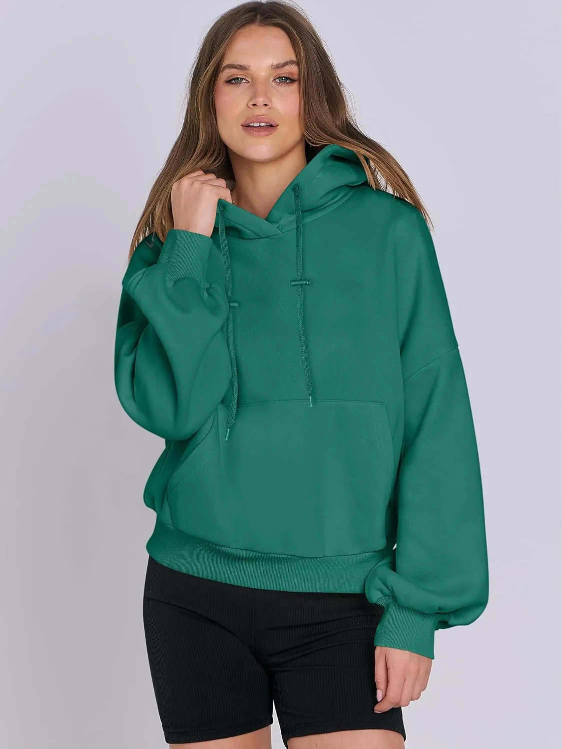 ANRABESS Womens Oversized Hoodies Lantern sleeve Fleece Sweatshirts 2024 Winter Loose Pullover Preppy Top Clothes
