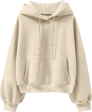 ANRABESS Womens Oversized Hoodies Lantern sleeve Fleece Sweatshirts 2024 Winter Loose Pullover Preppy Top Clothes