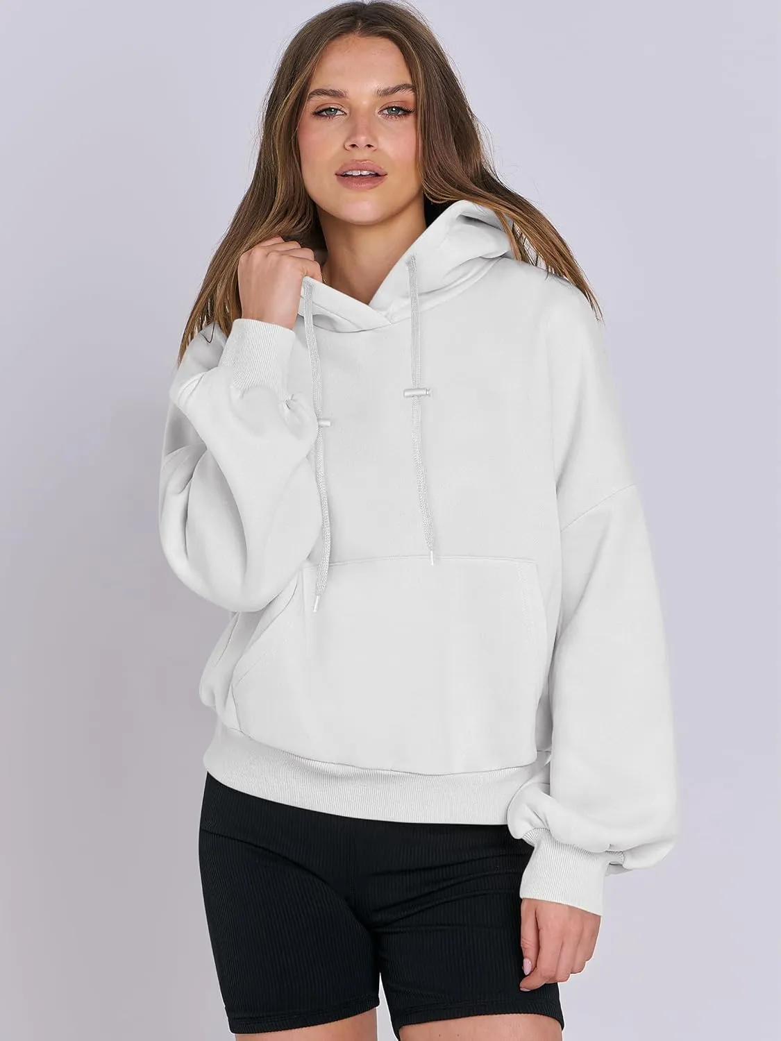 ANRABESS Womens Oversized Hoodies Lantern sleeve Fleece Sweatshirts 2024 Winter Loose Pullover Preppy Top Clothes
