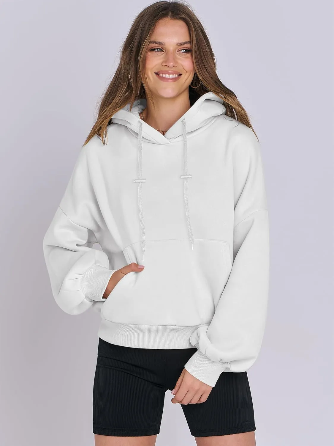 ANRABESS Womens Oversized Hoodies Lantern sleeve Fleece Sweatshirts 2024 Winter Loose Pullover Preppy Top Clothes