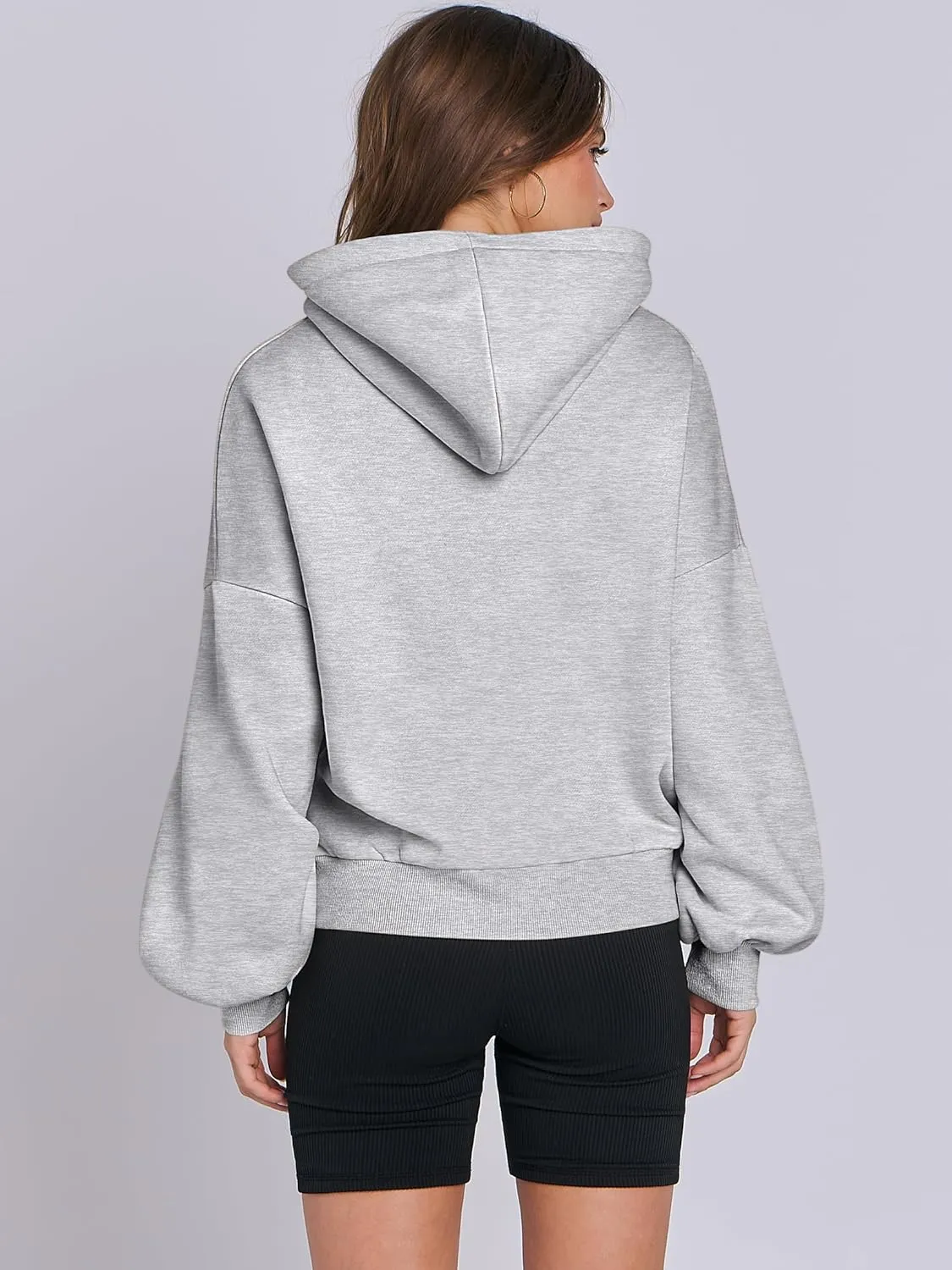 ANRABESS Womens Oversized Hoodies Lantern sleeve Fleece Sweatshirts 2024 Winter Loose Pullover Preppy Top Clothes