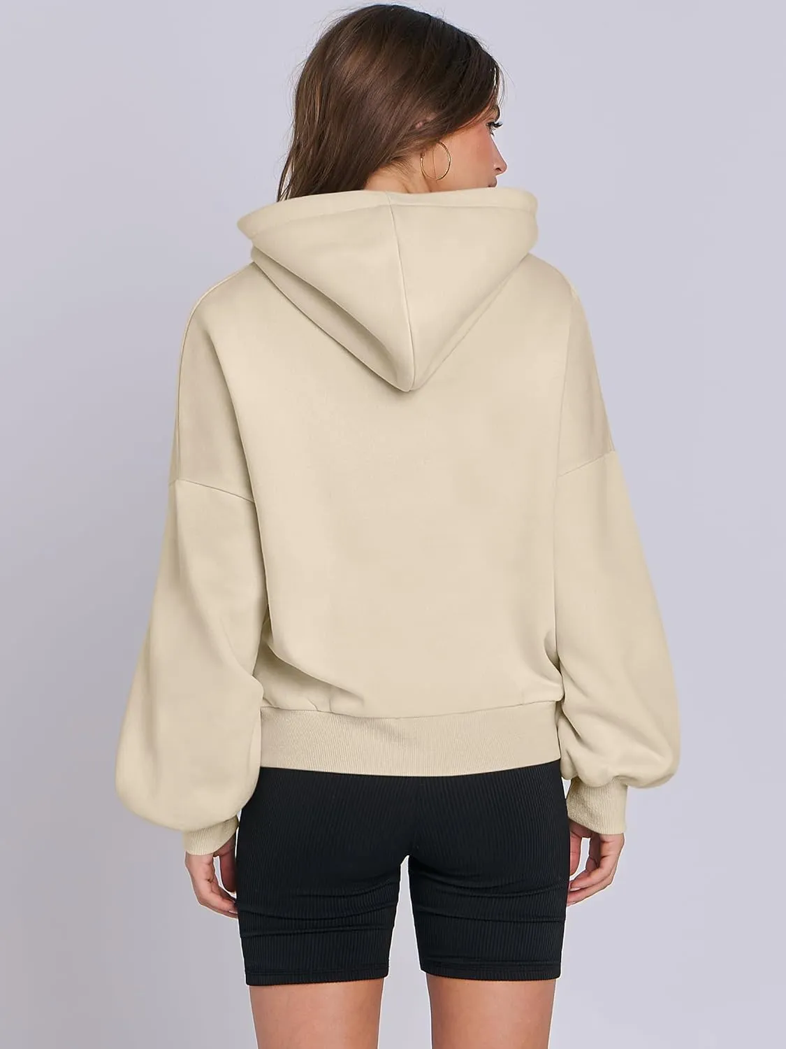 ANRABESS Womens Oversized Hoodies Lantern sleeve Fleece Sweatshirts 2024 Winter Loose Pullover Preppy Top Clothes