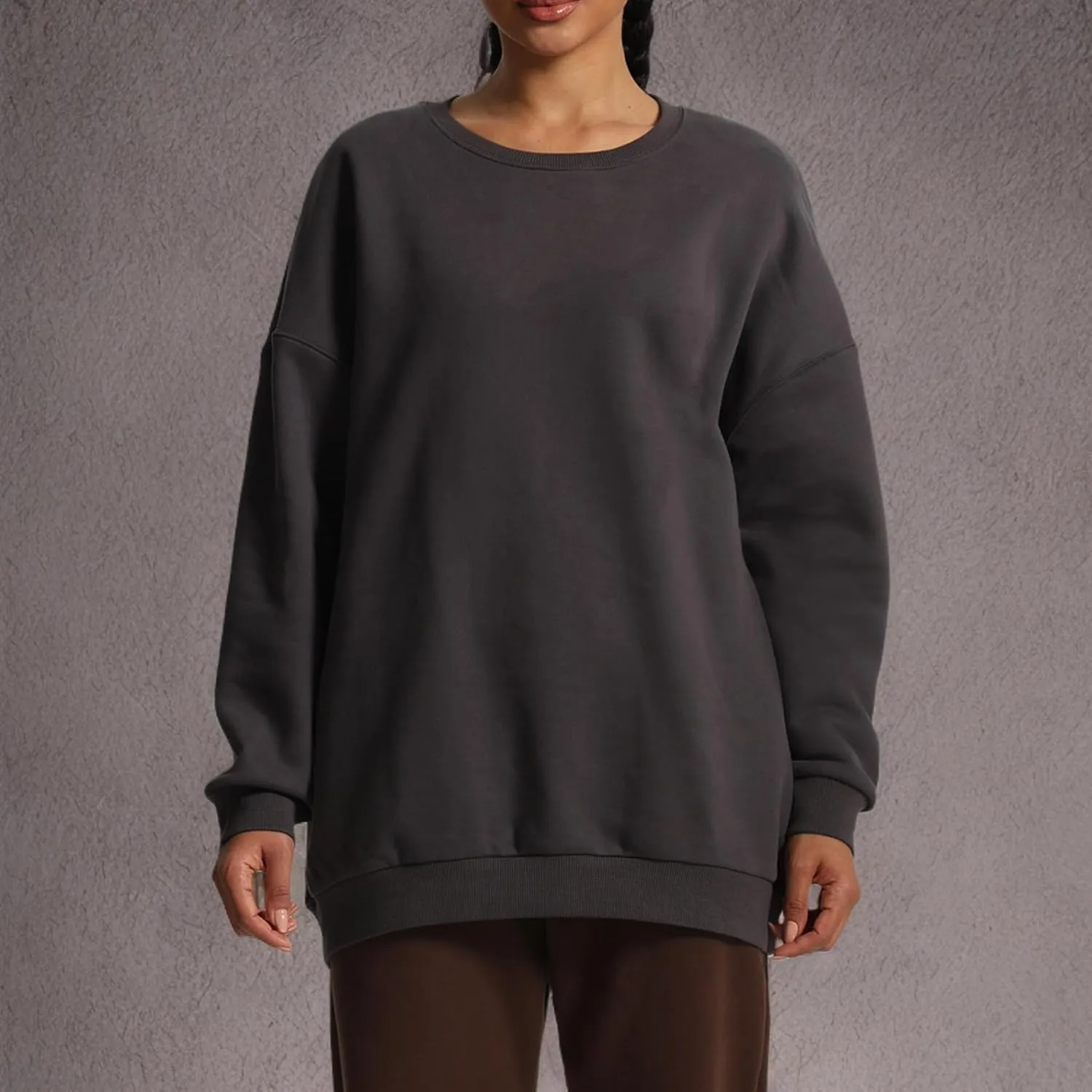 Aoxjox Womens Fleece Classic Crewneck Oversized Cloud Sweatshirt