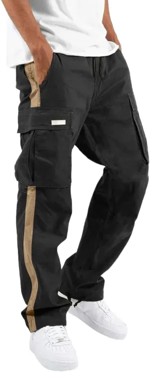 Athletic Joggers Hiking Pants Hat Multi Woven Pocket Foot Rope Solid Pants Street Cargo Gym Hiking Running Sweatpants