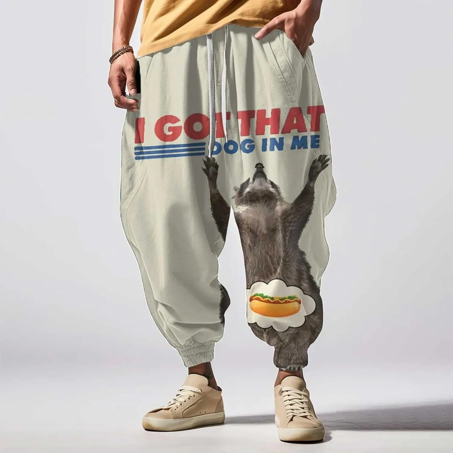 Baggy Wide Leg Pants Print Fashion Street Feel Casual Sweatpants Cargo Hippih Loose Fit Trousers Mens Harem Pants