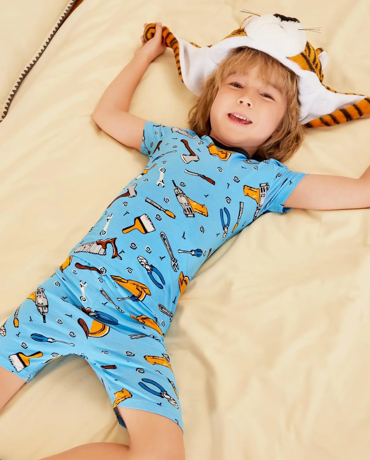 Bamboo Viscose Toddler Animal Pajamas Boys Girls Kids Cool Short Summer 12M-8Y Snug fit Pjs Set 2pcs