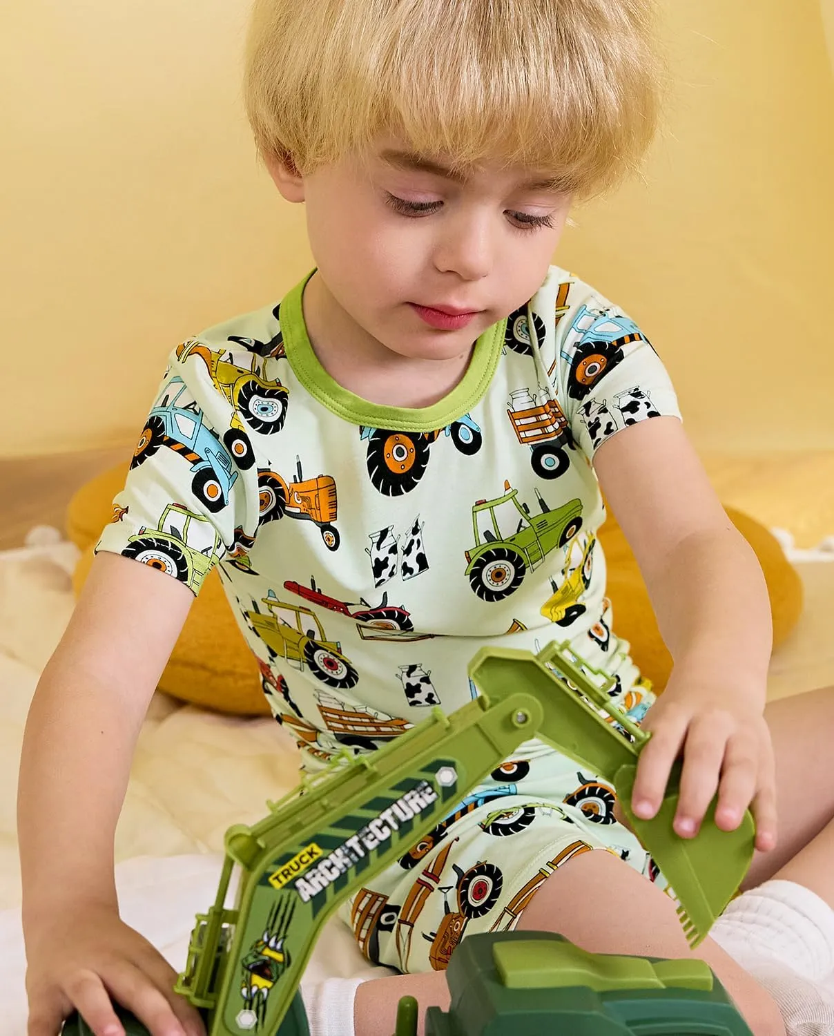Bamboo Viscose Toddler Car Pajamas Boys Girls Kids Cool Short Summer 12M-8Y Snug fit Pjs Set 2pcs