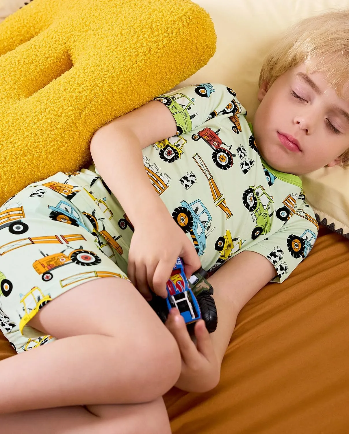 Bamboo Viscose Toddler Car Pajamas Boys Girls Kids Cool Short Summer 12M-8Y Snug fit Pjs Set 2pcs