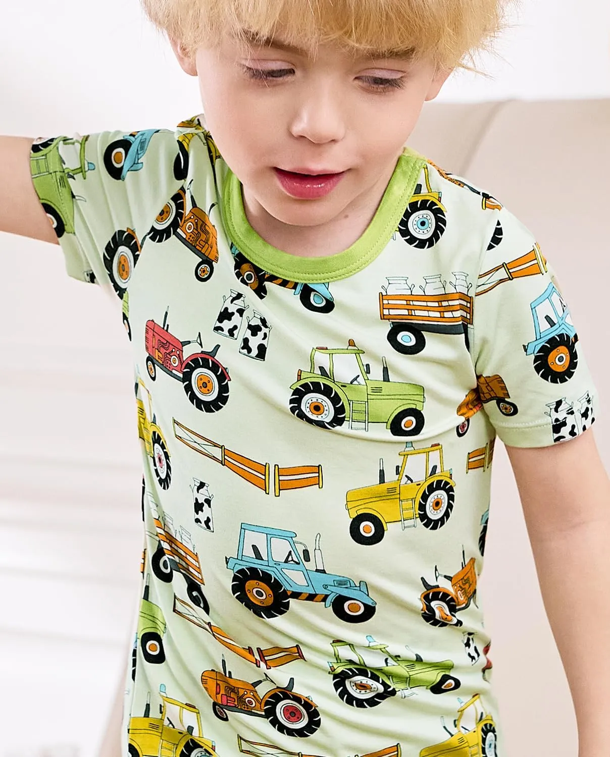 Bamboo Viscose Toddler Car Pajamas Boys Girls Kids Cool Short Summer 12M-8Y Snug fit Pjs Set 2pcs