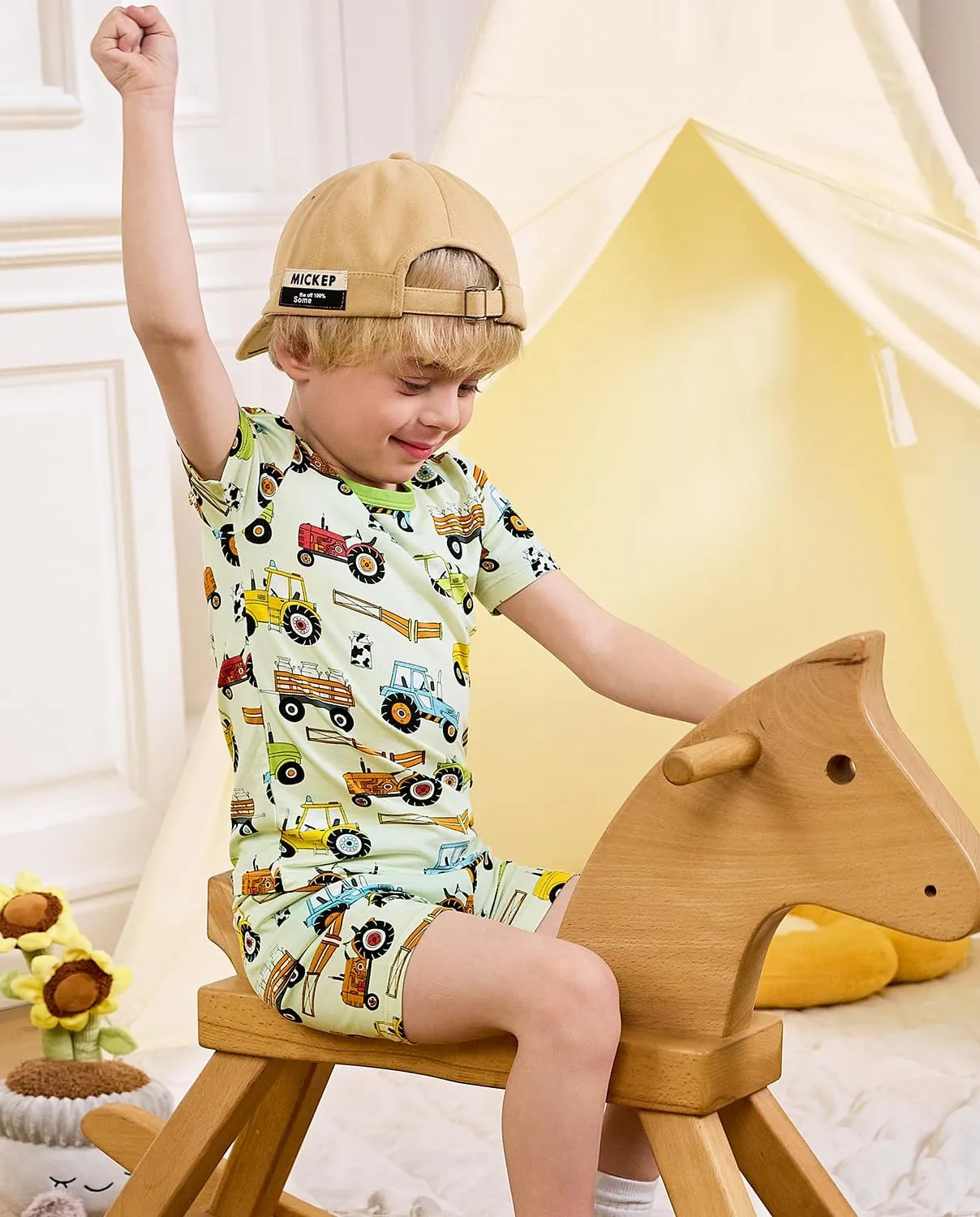 Bamboo Viscose Toddler Car Pajamas Boys Girls Kids Cool Short Summer 12M-8Y Snug fit Pjs Set 2pcs