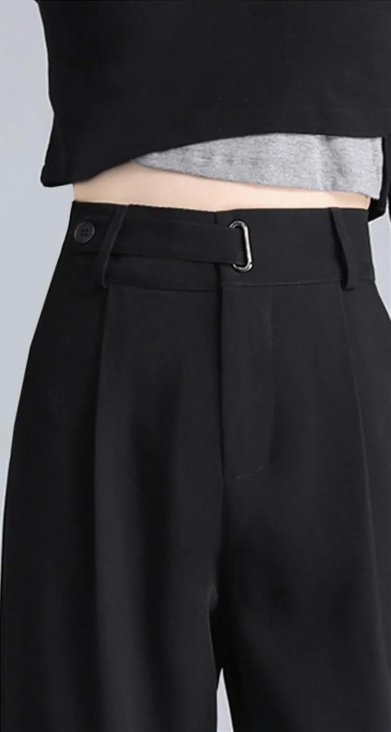 Betusline Womens Winter Wide Leg Dress Pants Work Thermal Warm Trousers, X-Small-XX-Large