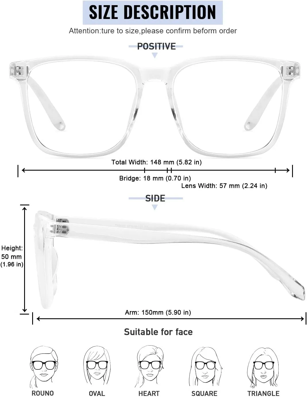 Blue Light Blocking Glasses Oversized Square Computer Glasses Anti Blue Light for Women Men