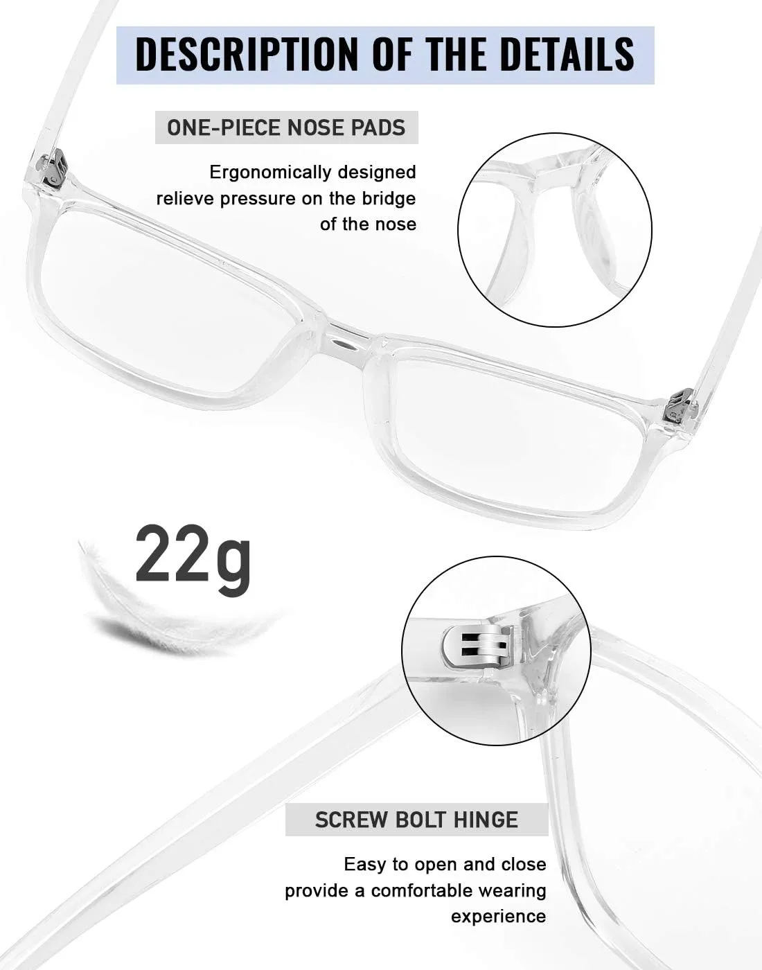 Blue Light Blocking Glasses Oversized Square Computer Glasses Anti Blue Light for Women Men
