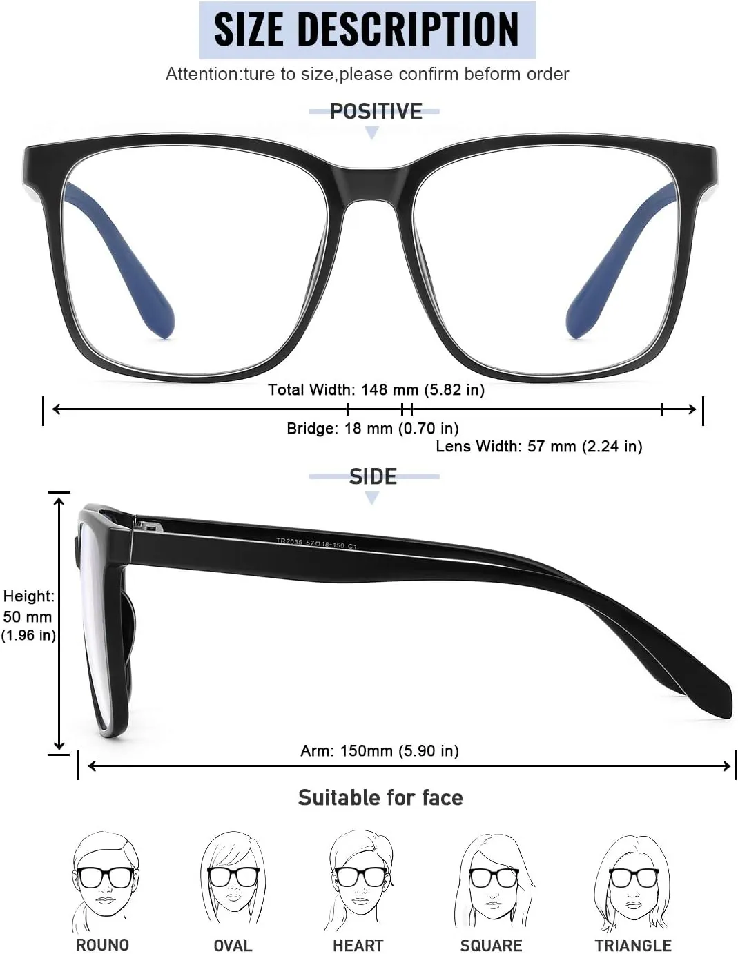 Blue Light Blocking Glasses Oversized Square Computer Glasses Anti Blue Light for Women Men