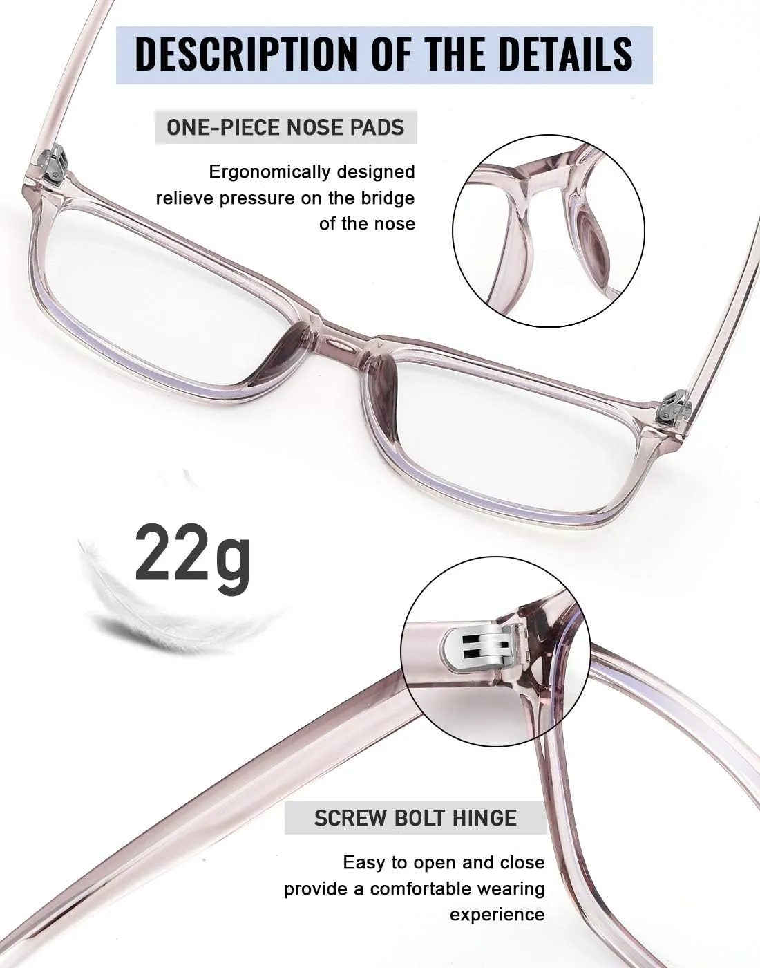 Blue Light Blocking Glasses Oversized Square Computer Glasses Anti Blue Light for Women Men