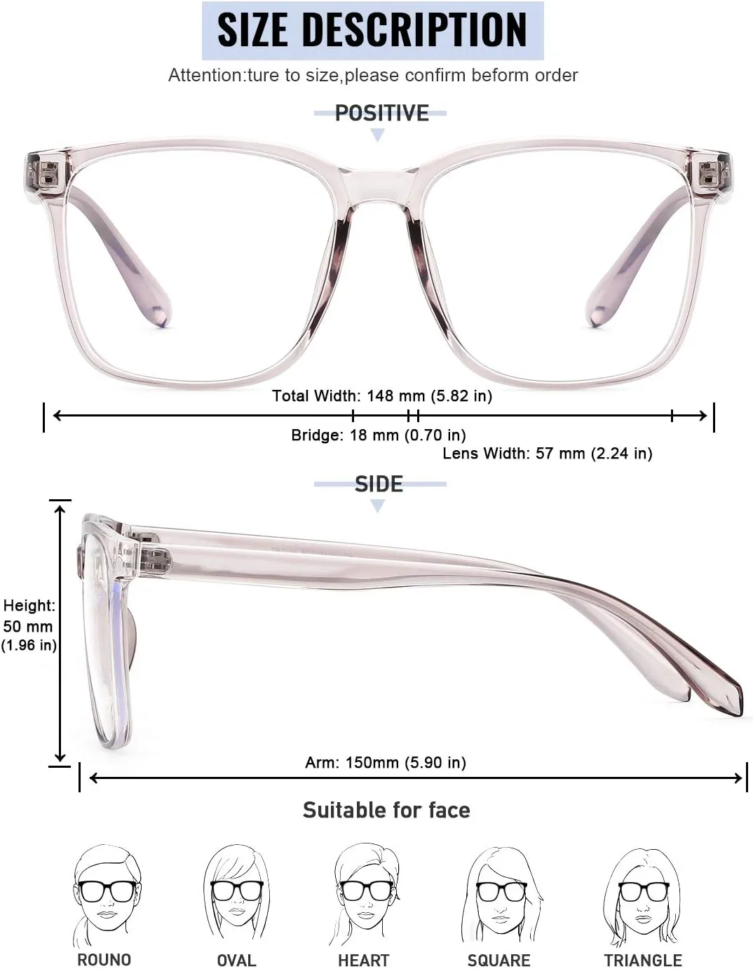 Blue Light Blocking Glasses Oversized Square Computer Glasses Anti Blue Light for Women Men