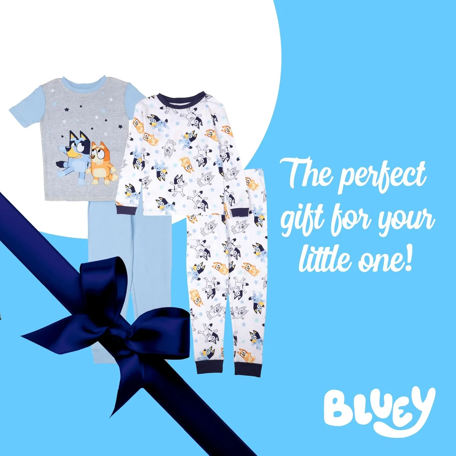 Bluey Unisex 4-Piece Snug-fit Cotton Pajama Set, Soft & Cute for Kids