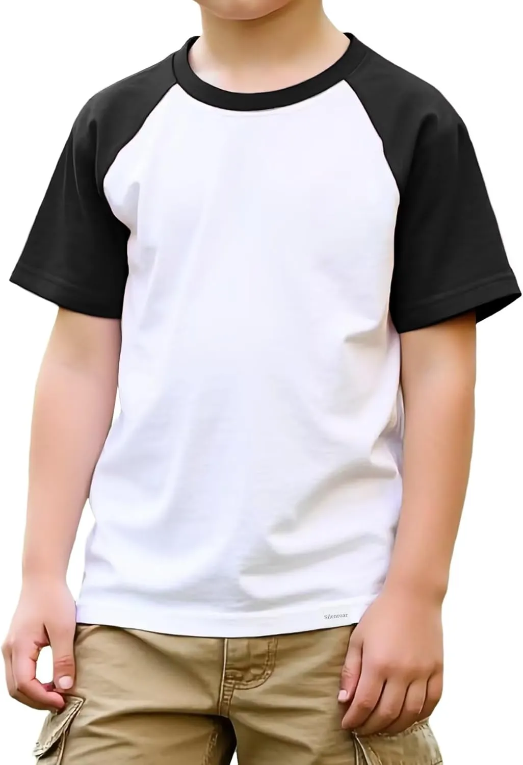 Boys Tshirt Raglan Short Sleeve Shirt Color Block Cotton Blend Basic Tees Breathable Baseball T-Shirts Light Weight