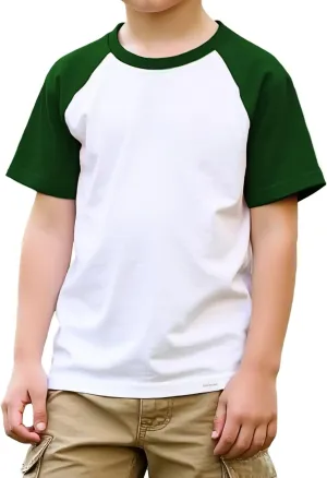 Boys Tshirt Raglan Short Sleeve Shirt Color Block Cotton Blend Basic Tees Breathable Baseball T-Shirts Light Weight