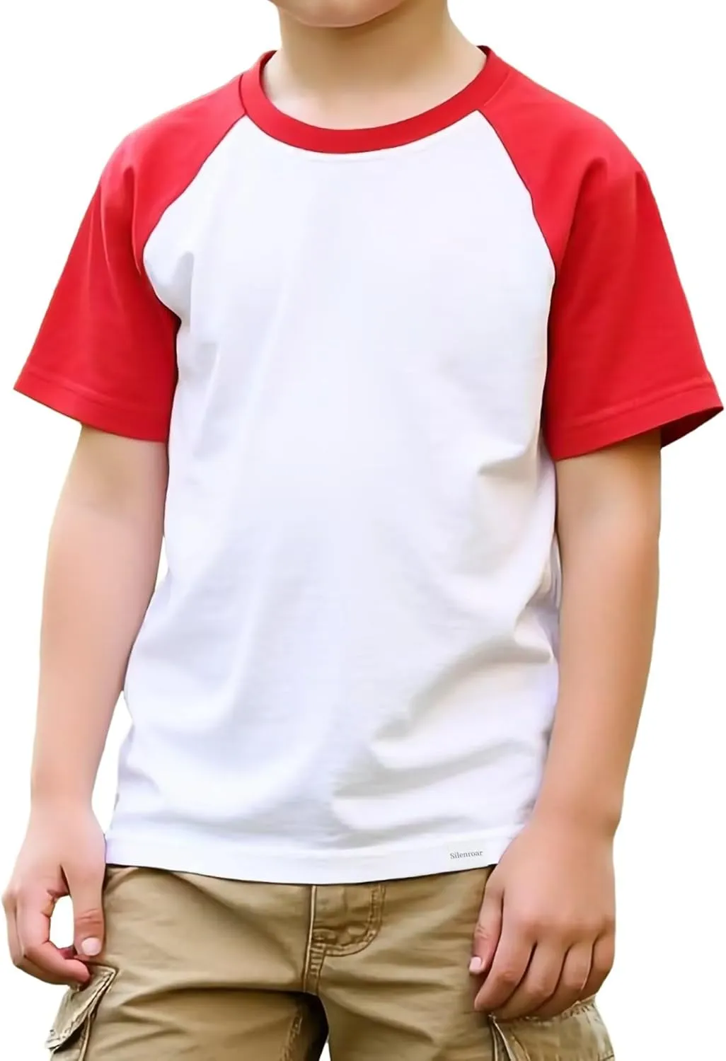 Boys Tshirt Raglan Short Sleeve Shirt Color Block Cotton Blend Basic Tees Breathable Baseball T-Shirts Light Weight