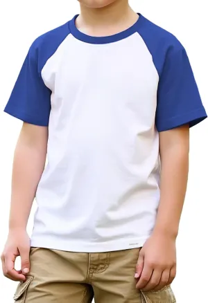 Boys Tshirt Raglan Short Sleeve Shirt Color Block Cotton Blend Basic Tees Breathable Baseball T-Shirts Light Weight
